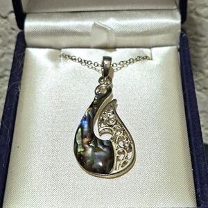Elegant Paua Hook Pendant Necklace